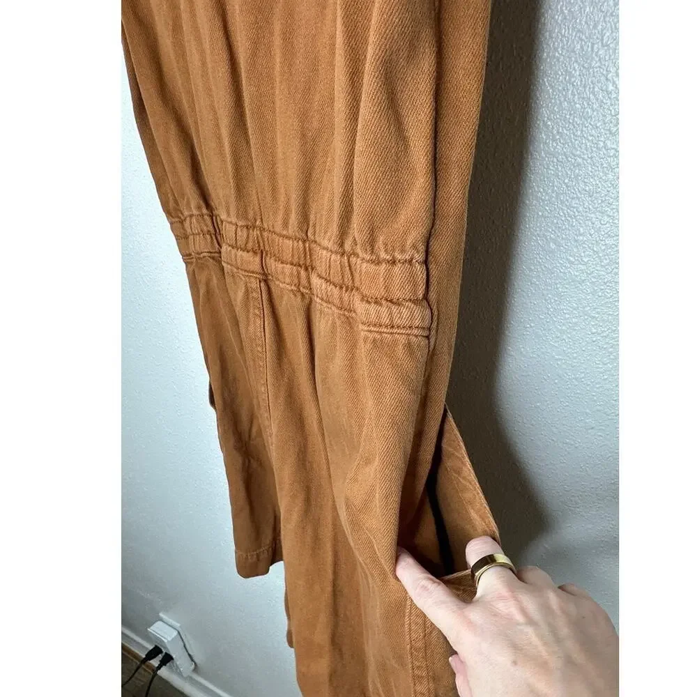 Everlane The Denim Short Coverall Organic Cotton Brown Rust Romper 6